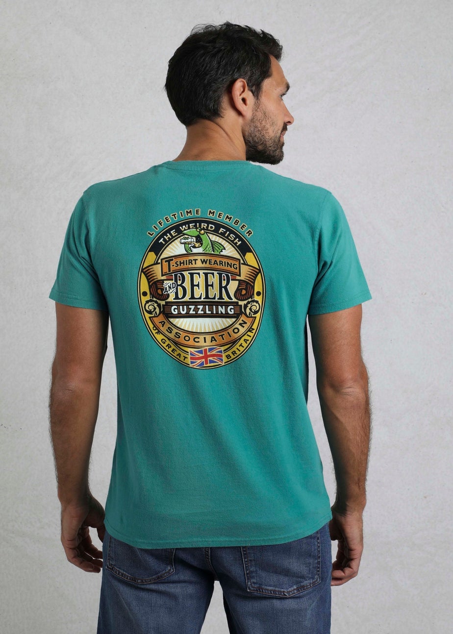 Weird Fish Green Beer Guzzling Back Print Artist T-Shirt