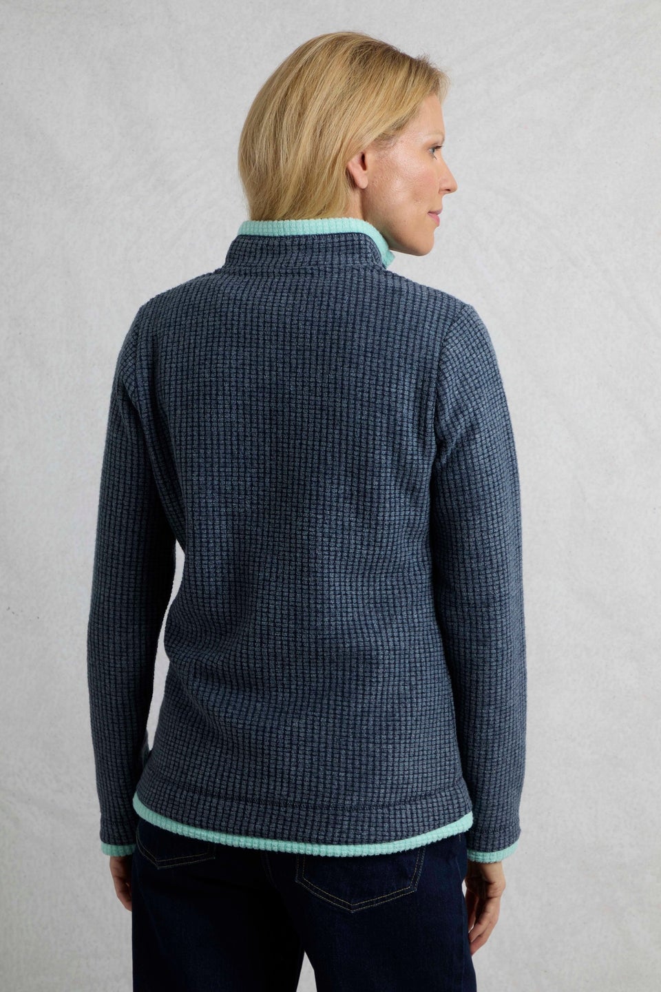 Weird Fish Blue Beye 1/4 Zip Grid Fleece