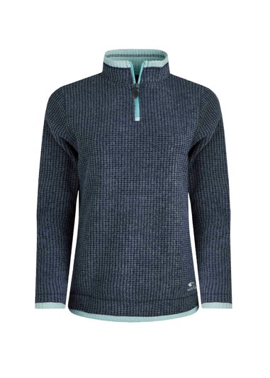 Weird Fish Blue Beye 1/4 Zip Grid Fleece