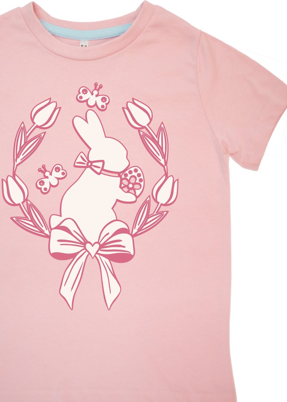 Brands In Easter Bunny Wreath Girls Pink Hearts Pyjamas (3-8 Years)