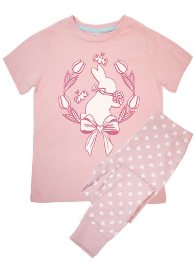 Brands In Easter Bunny Wreath Girls Pink Hearts Pyjamas (3-8 Years)