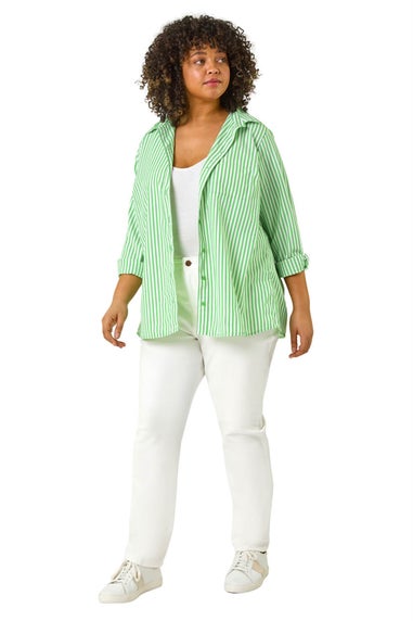 Roman Green Curve Stripe Buttoned Shirt