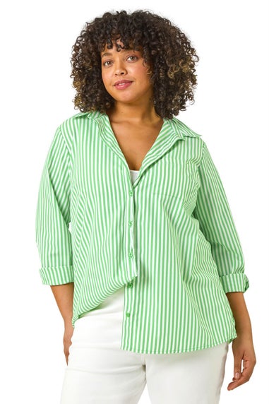 Roman Green Curve Stripe Buttoned Shirt