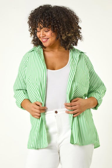Roman Green Curve Stripe Buttoned Shirt