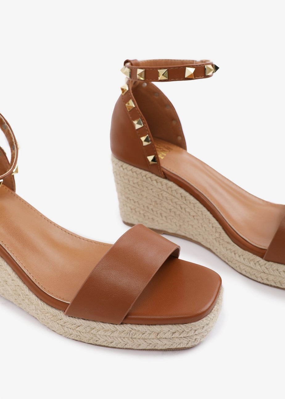 Where's That From TanPU Presley Wedge Sandals With Gladiator Ankle-Strap