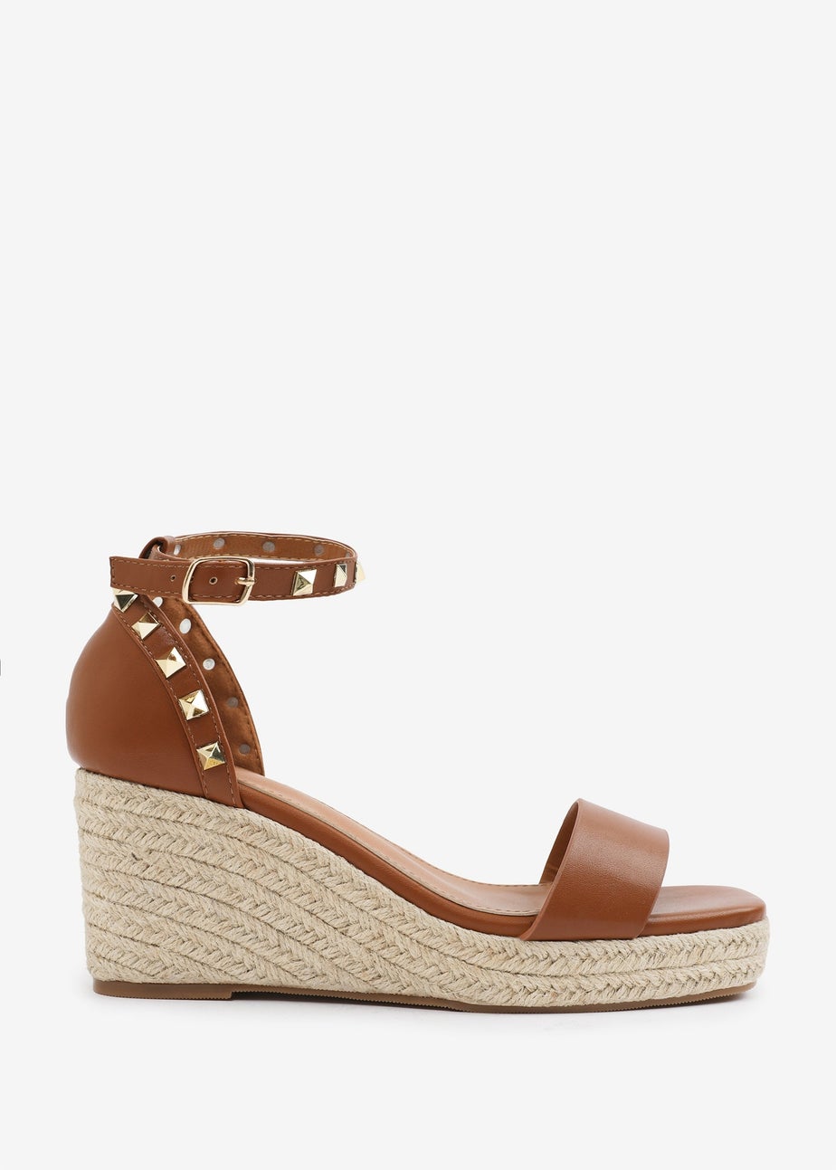 Where's That From TanPU Presley wide-fit Wedge Sandals With Gladiator-Ankle-Strap