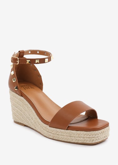 Where's That From TanPU Presley wide-fit Wedge Sandals With Gladiator-Ankle-Strap