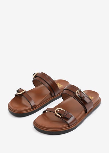 Where's That From TanPU Abrina Flatform Sandal With Double-Buckle-Strap Details