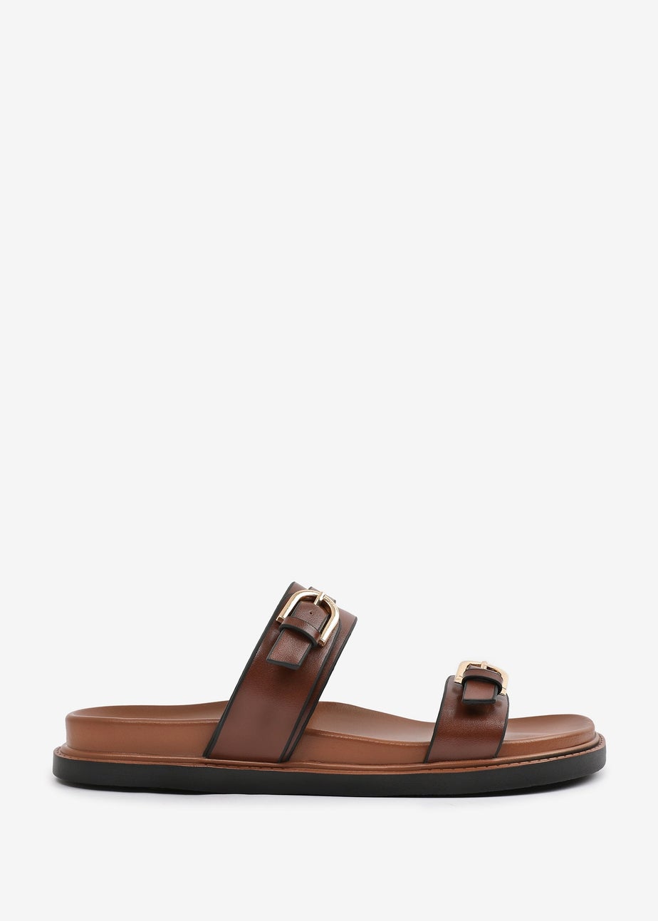 Where's That From TanPU Abrina Flatform Sandal With Double-Buckle-Strap Details