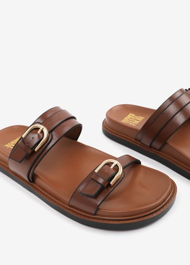 Where's That From TanPU Abrina Flatform Sandal With Double-Buckle-Strap Details