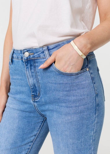 Izabel London Blue High Waist Straight Leg Denim Jeans