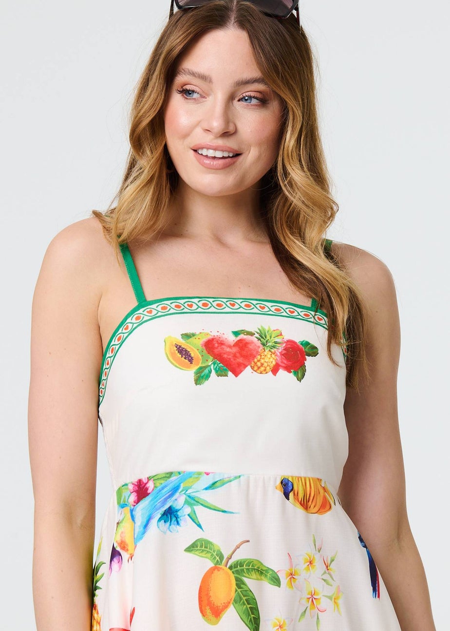 Izabel London Green Border Print Cami Strap Midi Dress