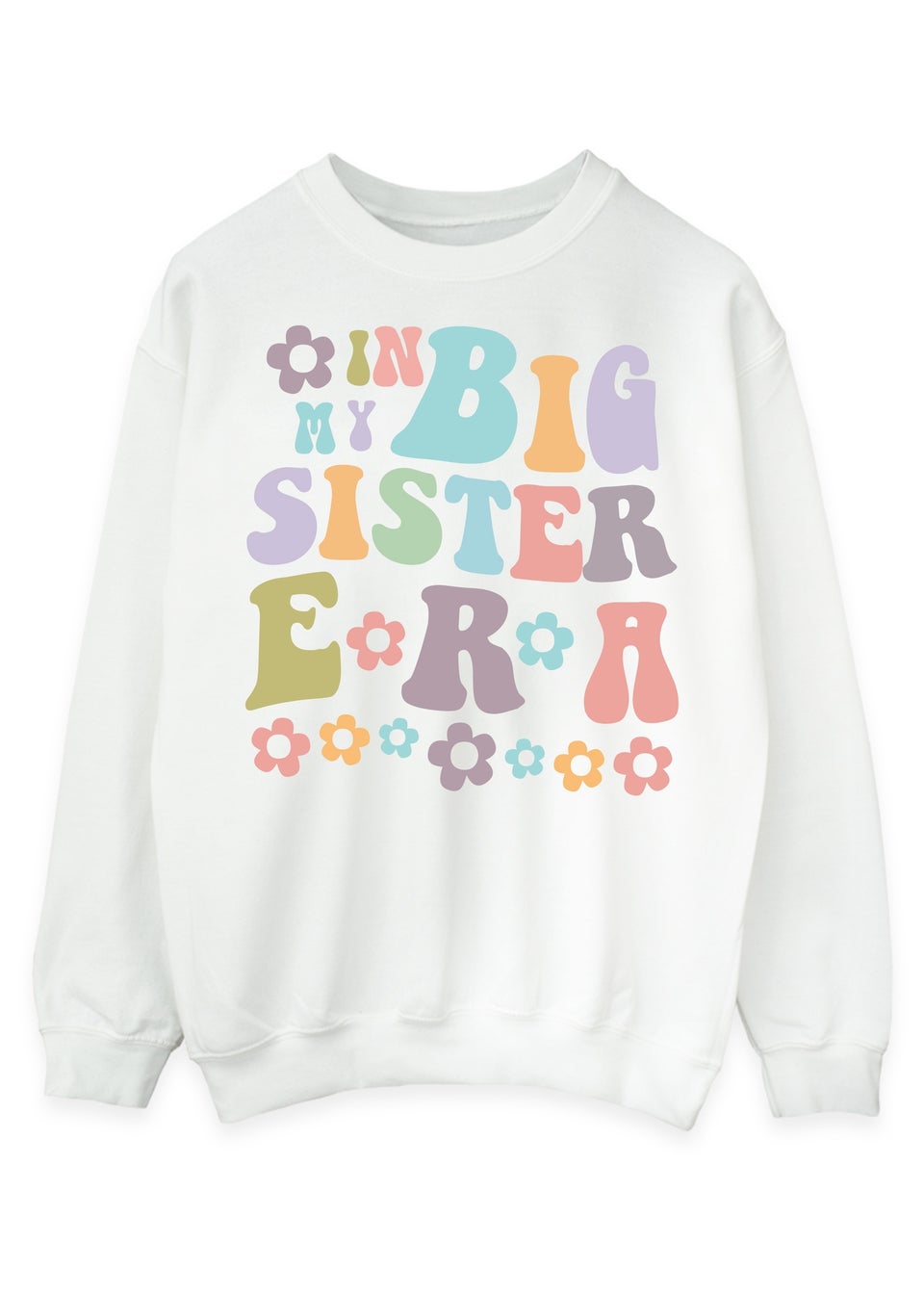 Brands In Big Sister Era Girls White Graphic Sweatshirt