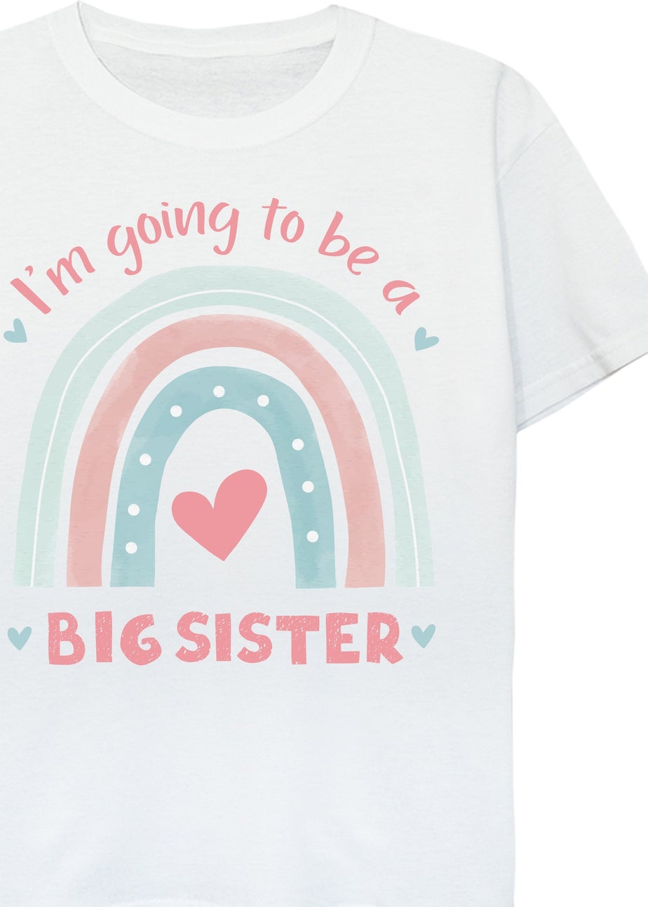 Brands In Big Sister Rainbow Girls White Graphic T-Shirt
