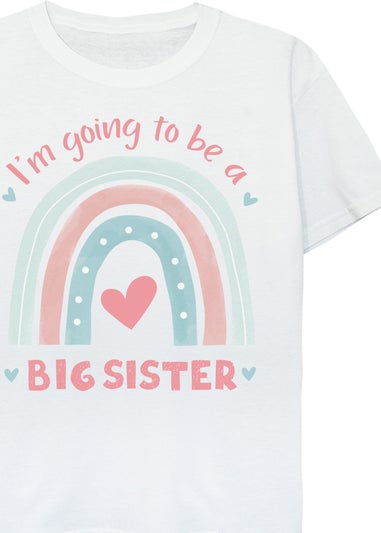 Brands In Big Sister Rainbow Girls White Graphic T-Shirt
