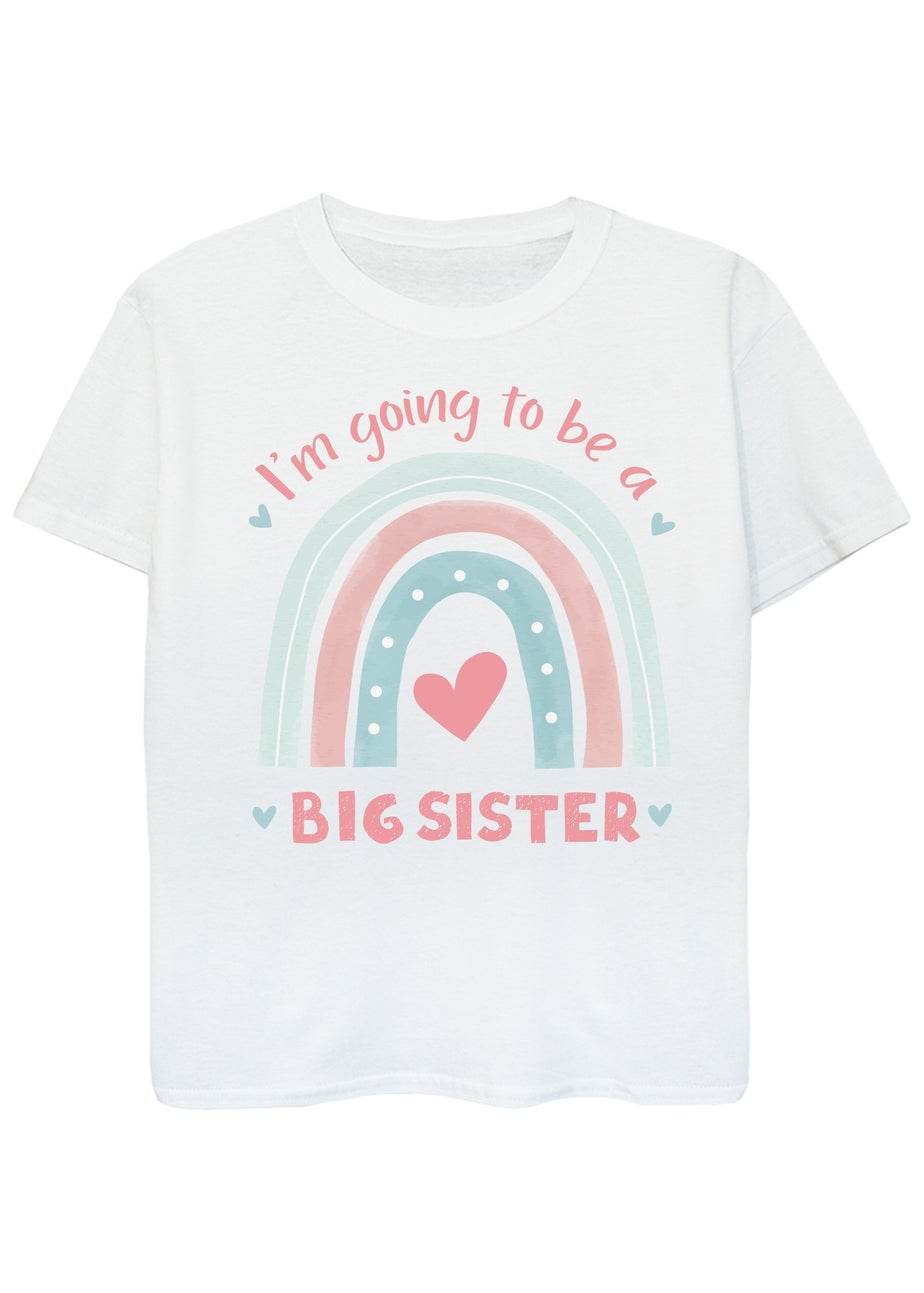 Brands In Big Sister Rainbow Girls White Graphic T-Shirt