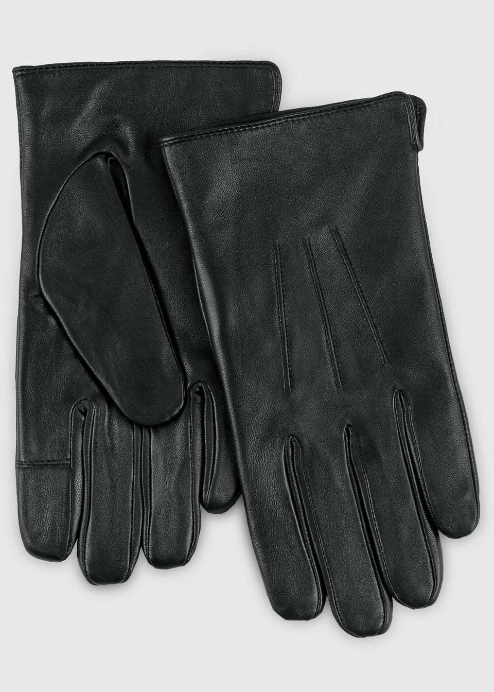 Totes Isotoner Black Smartouch Water Repellent 3 Point Leather Gloves