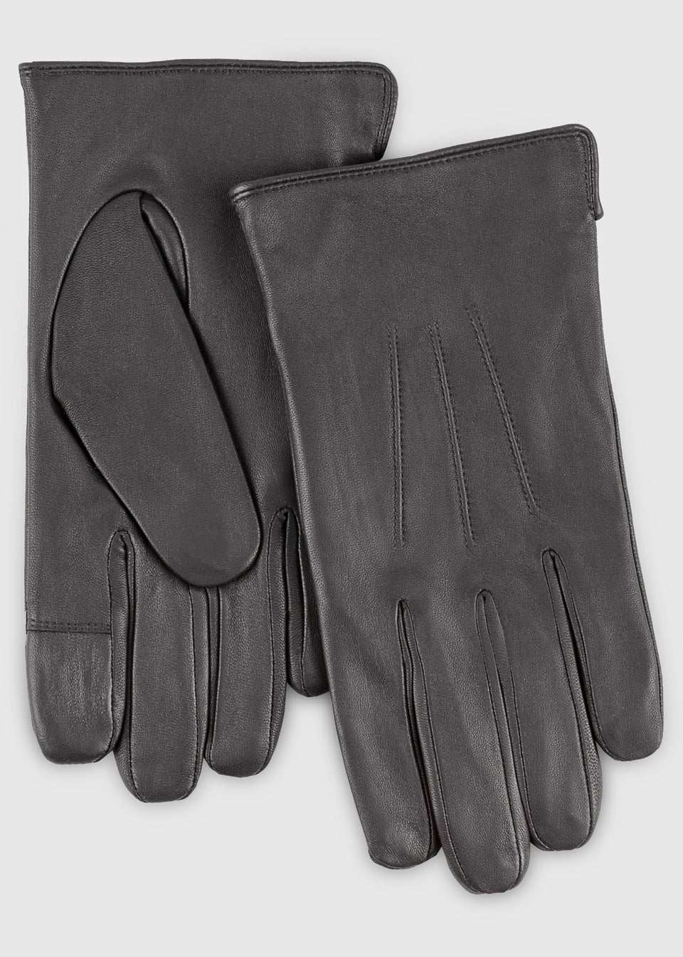 Totes Isotoner Grey Smartouch Water Repellent 3 Point Leather Gloves