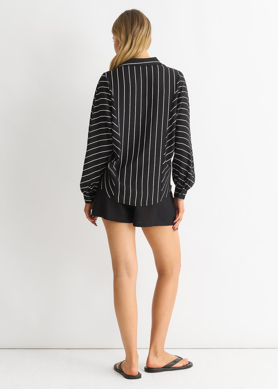 Gini London Black Long Sleeve Batwing Stripe Shirt