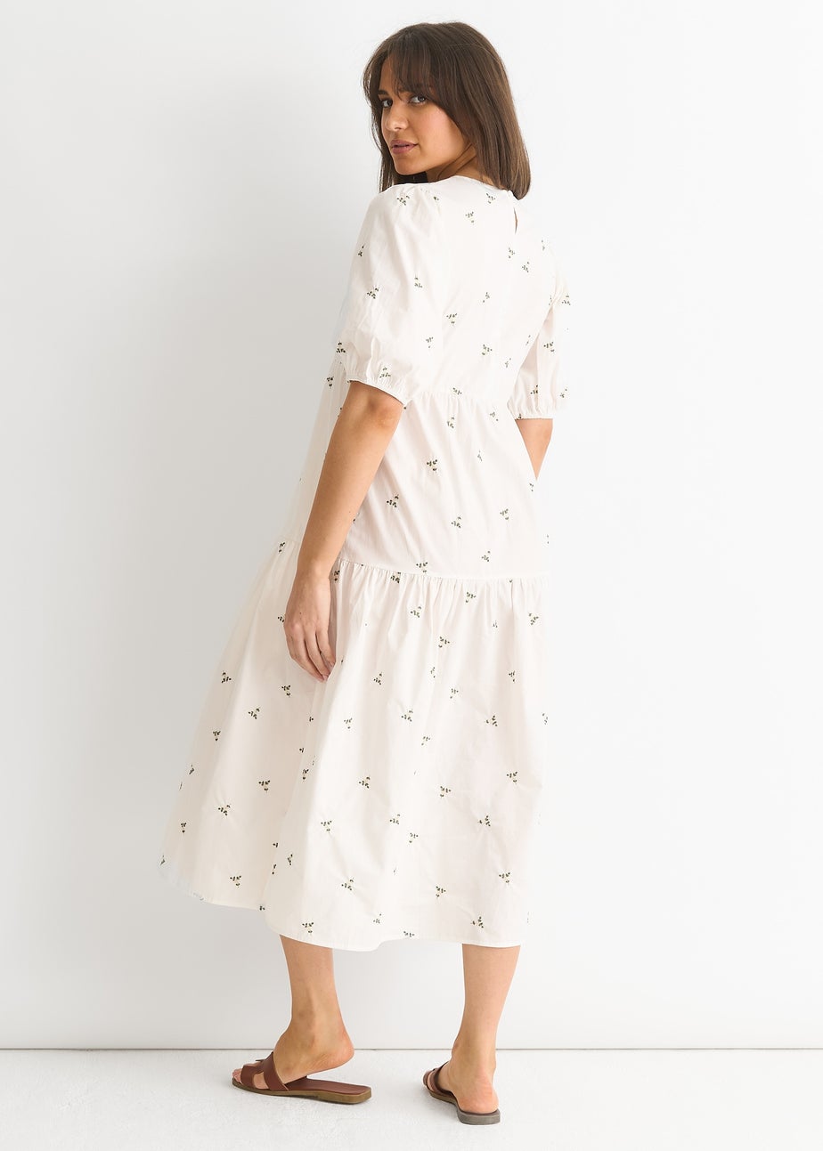 Gini London White Broderie Cotton Smock Midi Dress