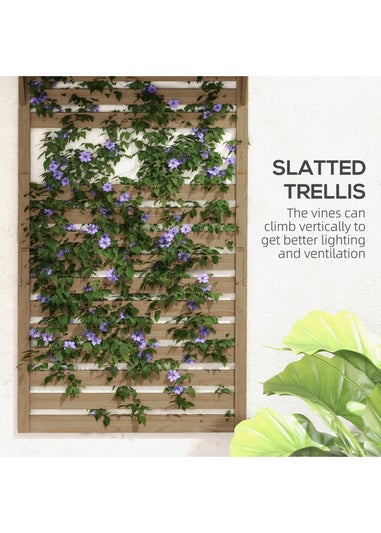 Outsunny Wall Mounted Plant Stands Set of 2 with Shelves and Slatted Trellis