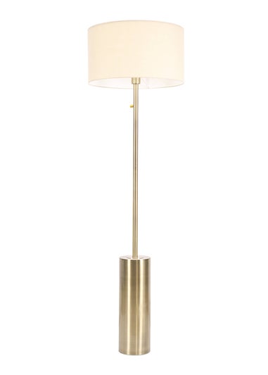 ValueLights Lexy Dimmable Plated Gold Floor Lamp with Large Drum Shade
