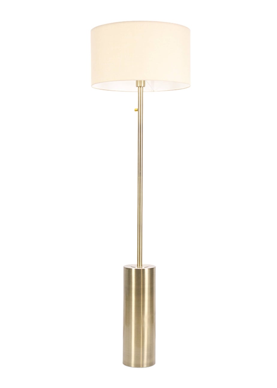 ValueLights Lexy Dimmable Plated Gold Floor Lamp with Large Drum Shade