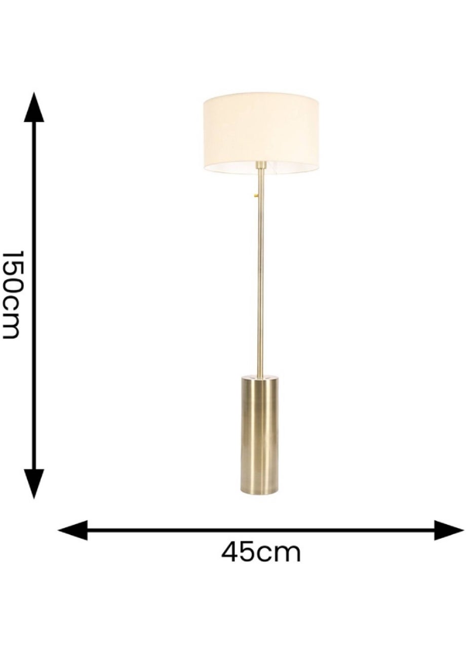 ValueLights Lexy Dimmable Plated Gold Floor Lamp with Large Drum Shade