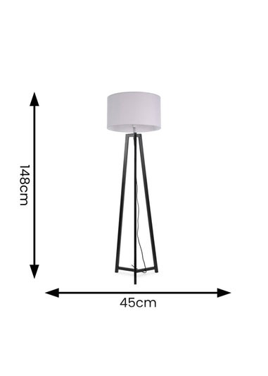 ValueLights Lottie Painted Black Floor Lamp with Large Drum Shade