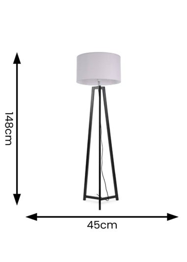 ValueLights Lottie Painted Black Floor Lamp with Large Drum Shade