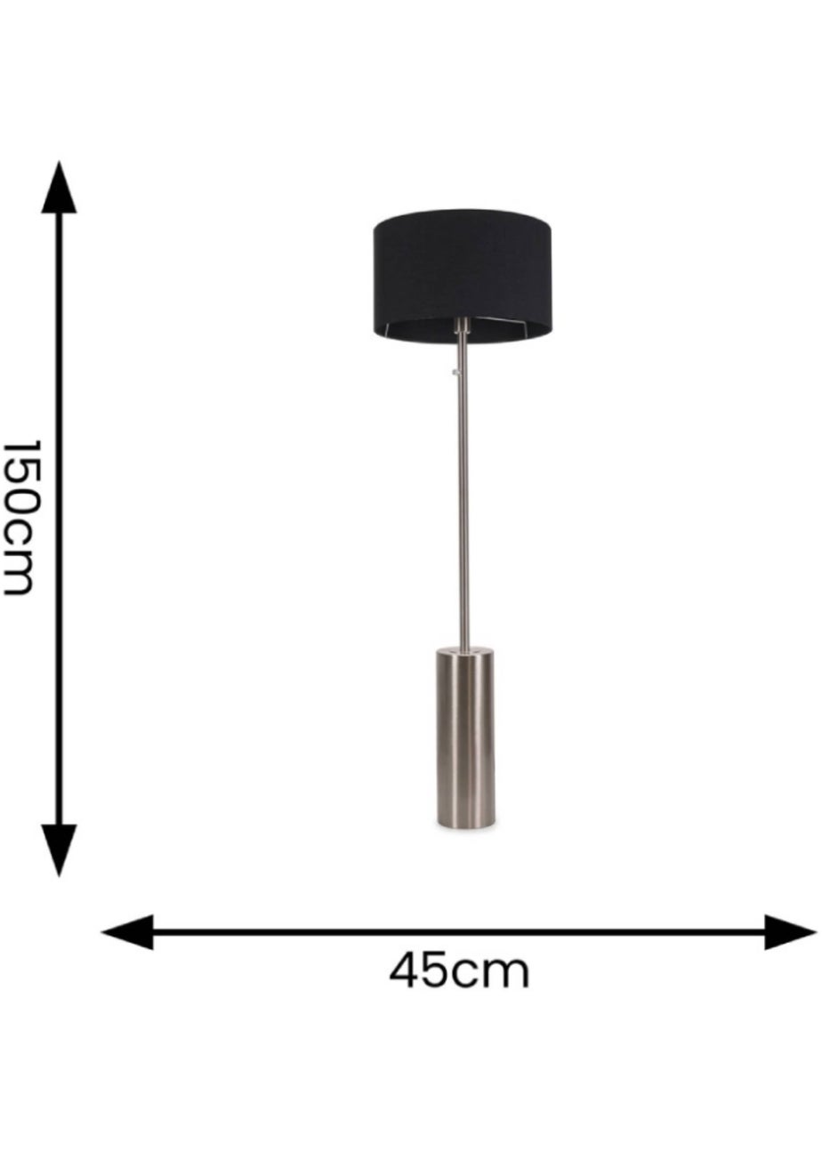 ValueLights Lexy Dimmable Plated Silver Floor Lamp with Large Drum Shade