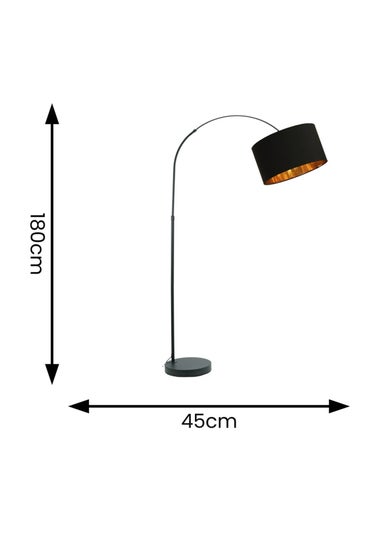 ValueLights Louis Matte Black Floor Lamp with Large Drum Shade