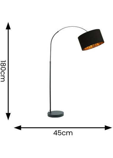 ValueLights Louis Matte Black Floor Lamp with Large Drum Shade