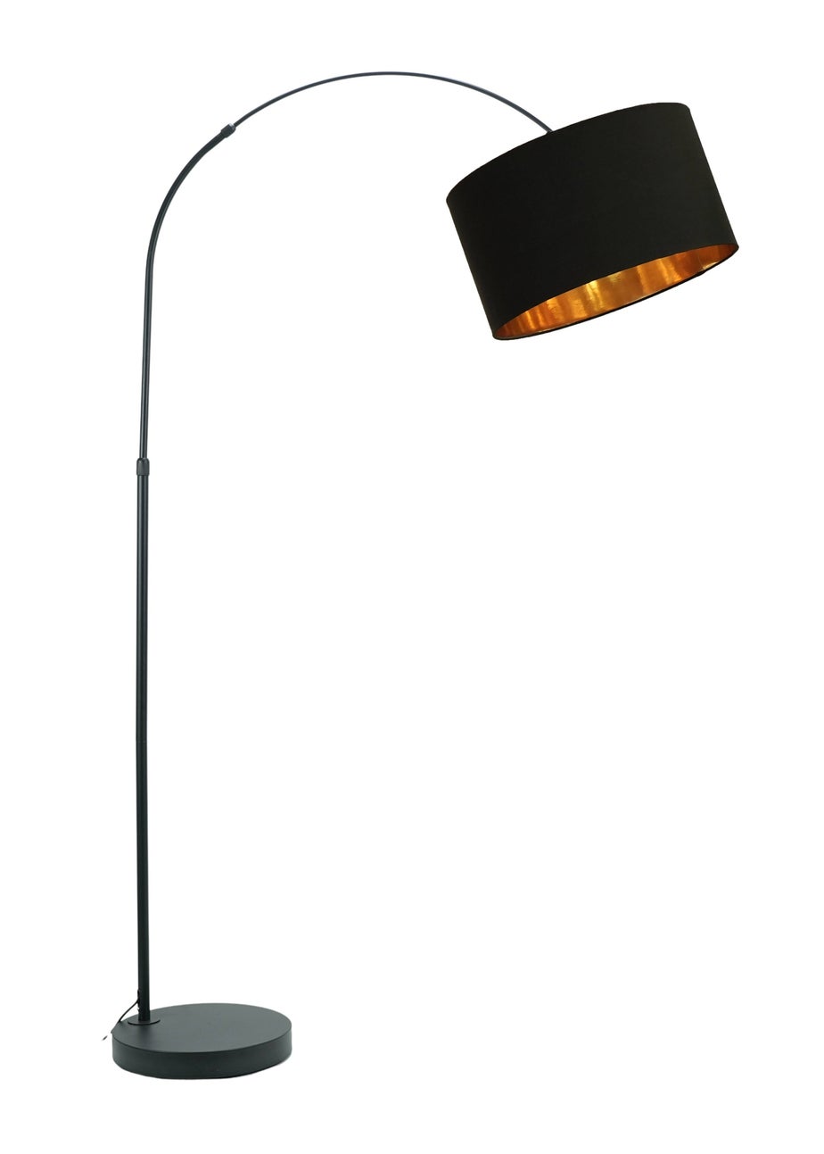 ValueLights Louis Matte Black Floor Lamp with Large Drum Shade