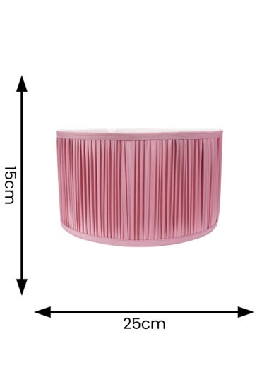 ValueLights Small Jess Fabric Faux Silk Pink Drum Ceiling Pendant Shade