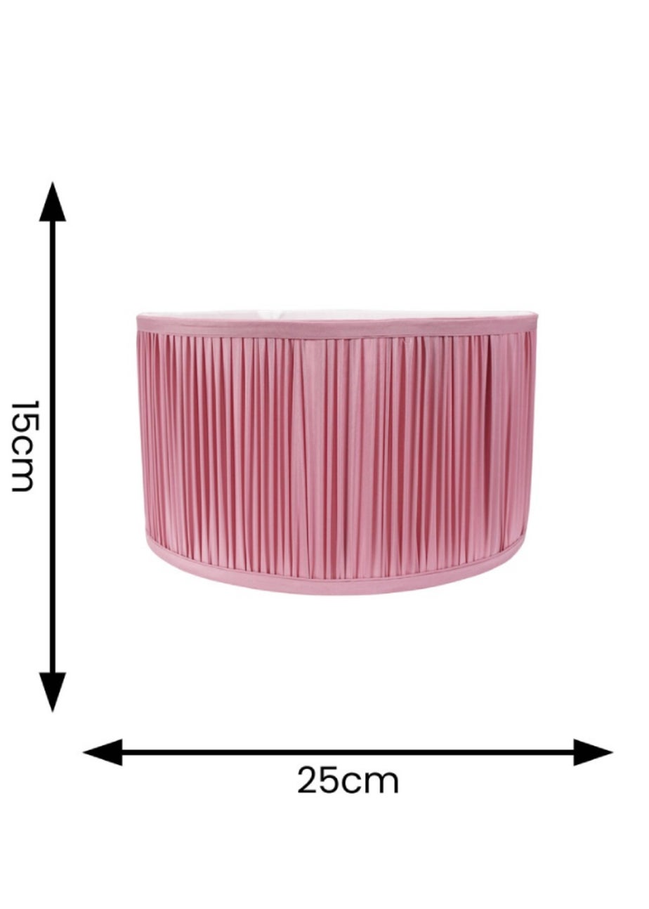 ValueLights Small Jess Fabric Faux Silk Pink Drum Ceiling Pendant Shade