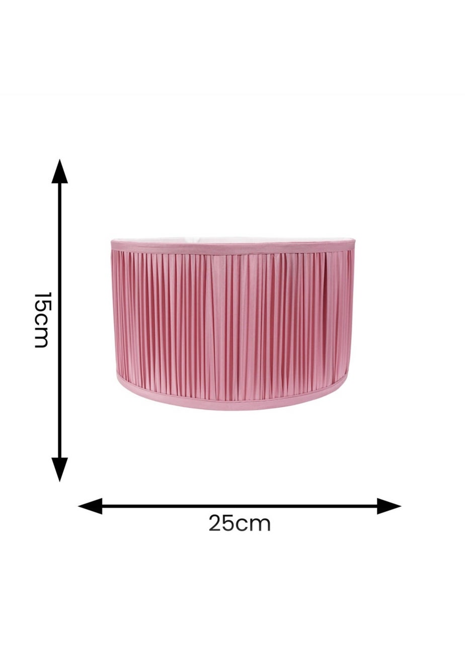 ValueLights Small Jess Fabric Faux Silk Pink Drum Ceiling Pendant Shade