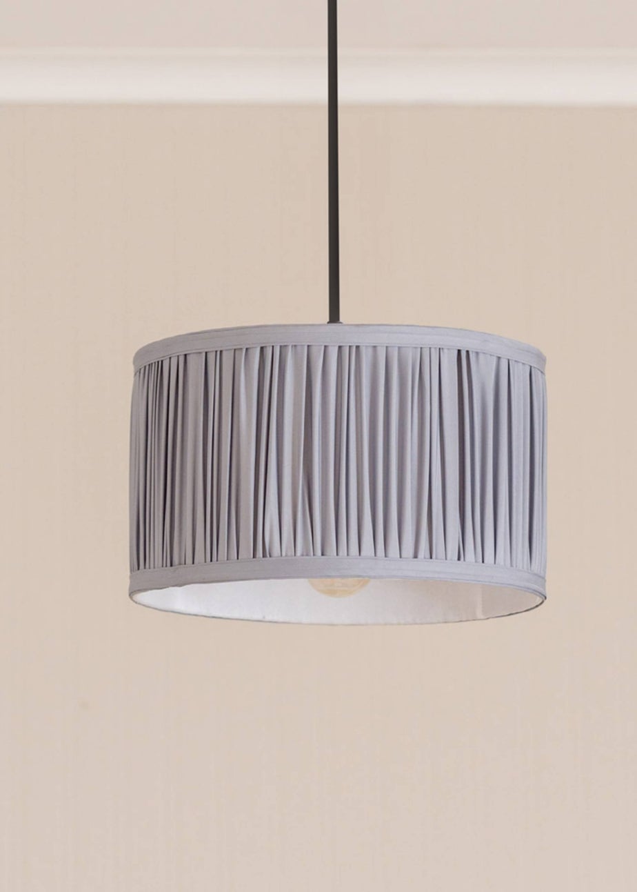 ValueLights Small Jess Fabric Faux Silk Blue Drum Ceiling Pendant Shade