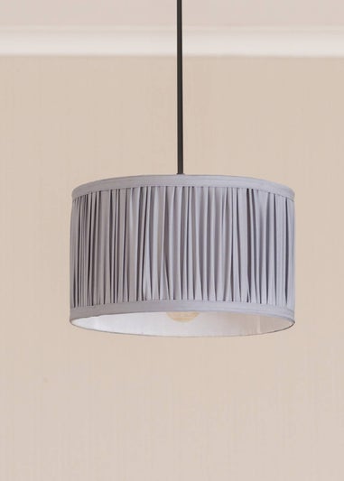 ValueLights Small Jess Fabric Faux Silk Blue Drum Ceiling Pendant Shade