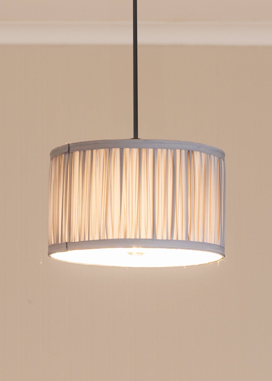 ValueLights Small Jess Fabric Faux Silk Blue Drum Ceiling Pendant Shade