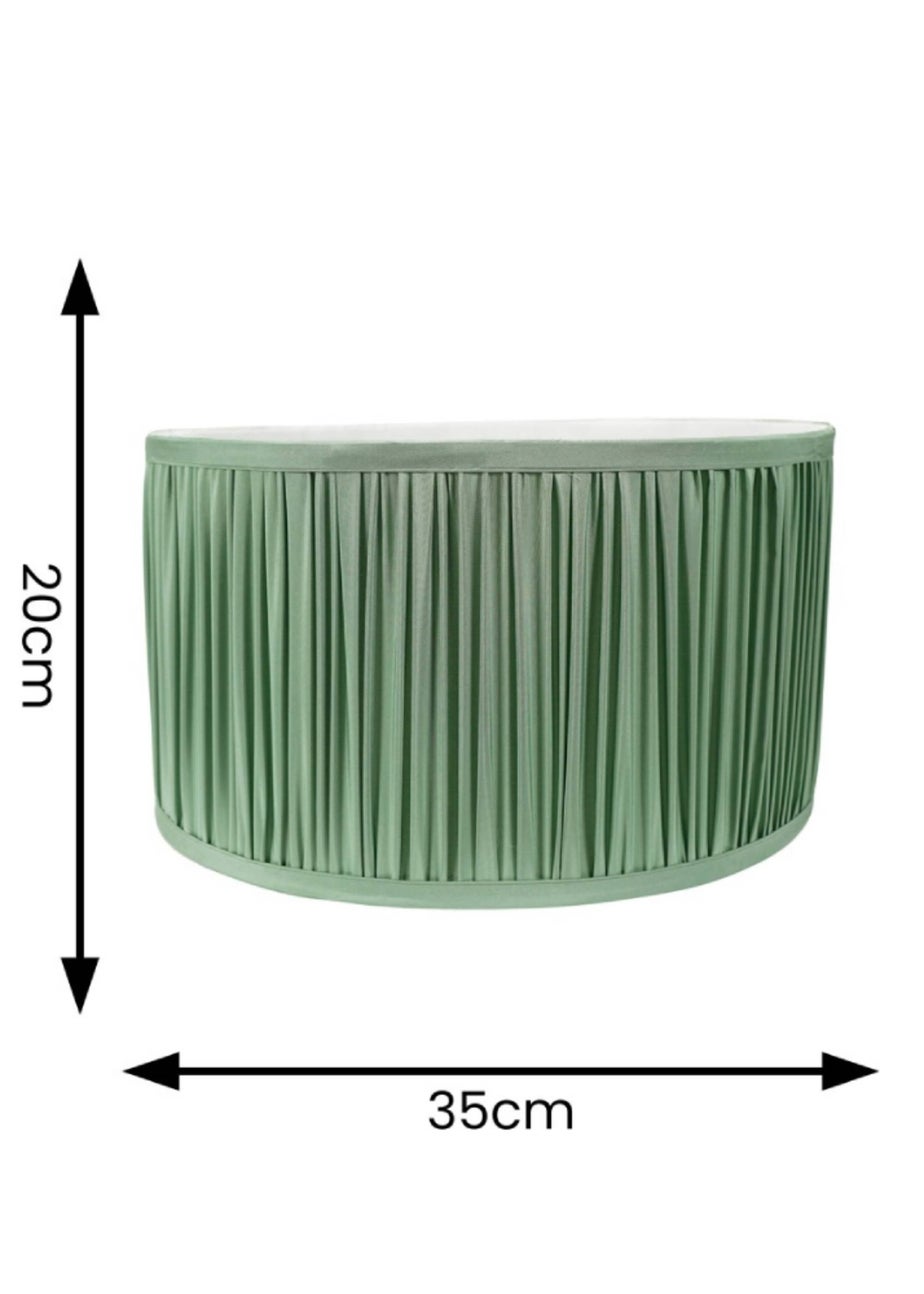ValueLights Large Jess Fabric Faux Silk Green Drum Ceiling Pendant Shade