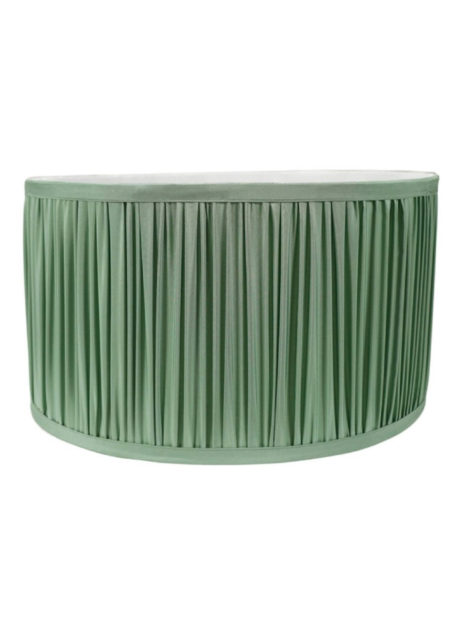 ValueLights Large Jess Fabric Faux Silk Green Drum Ceiling Pendant Shade
