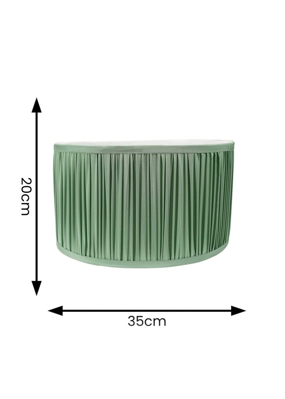 ValueLights Large Jess Fabric Faux Silk Green Drum Ceiling Pendant Shade
