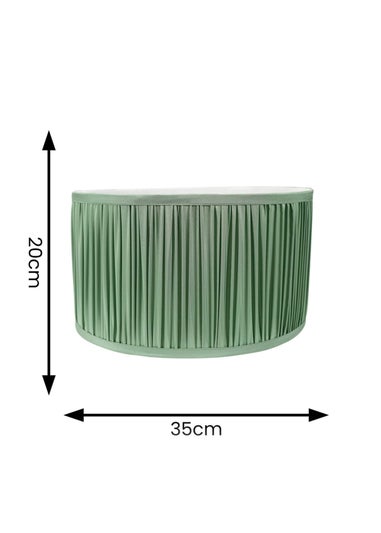 ValueLights Large Jess Fabric Faux Silk Green Drum Ceiling Pendant Shade