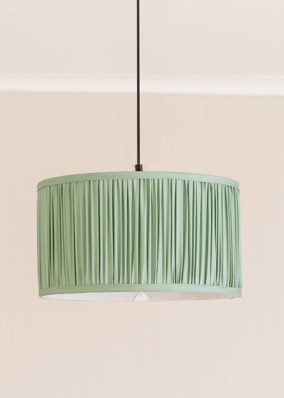 ValueLights Large Jess Fabric Faux Silk Green Drum Ceiling Pendant Shade