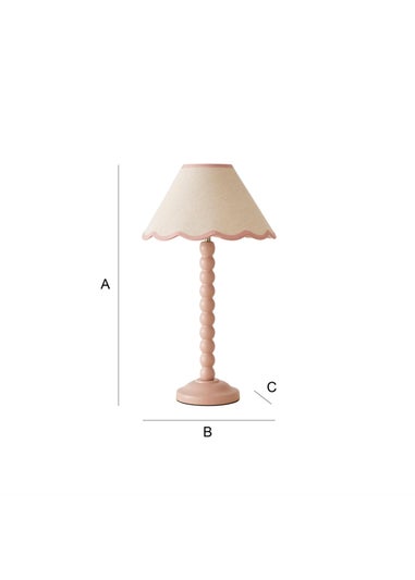 ValueLights Bobbles Painted Pink Table Lamp with Small Tapered Shade