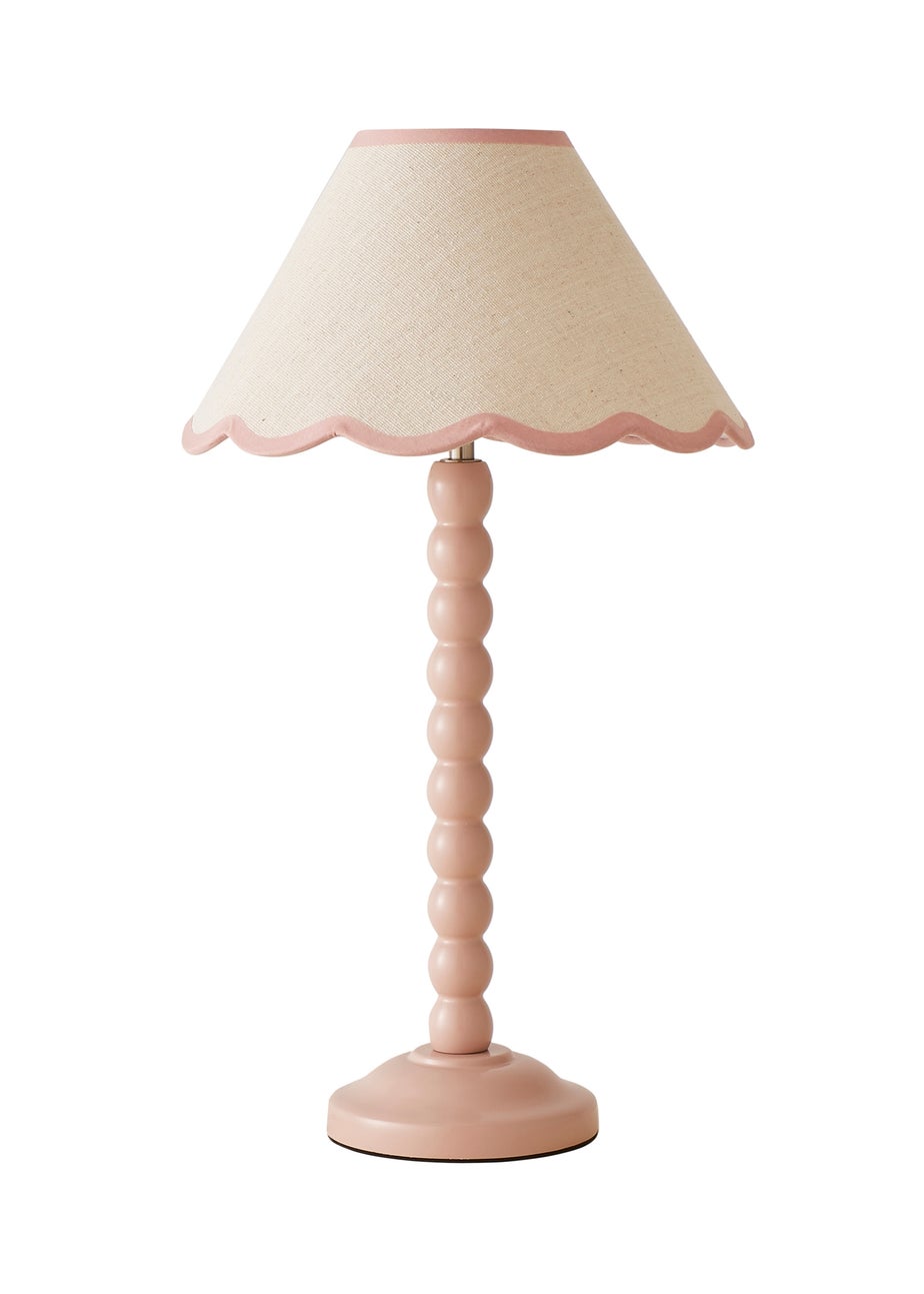 ValueLights Bobbles Painted Pink Table Lamp with Small Tapered Shade