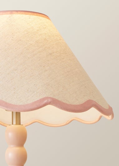 ValueLights Bobbles Painted Pink Table Lamp with Small Tapered Shade