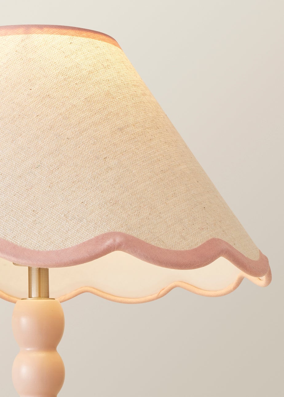 ValueLights Bobbles Painted Pink Table Lamp with Small Tapered Shade