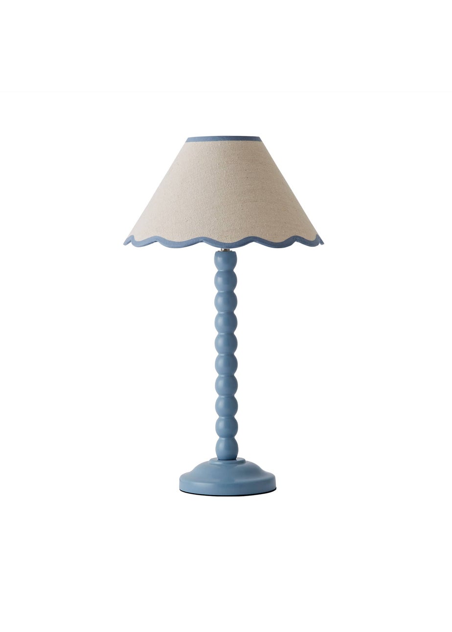 ValueLights Bobbles Painted Blue Table Lamp with Large Tapered Shade